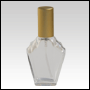 15ml (1/2oz) Flair clear glass bottle with Matte Gold metal sprayer and cap.