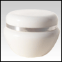 White Plastic Cream Jar with Silver Collar. Capacity: 20ml (2/3oz)