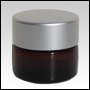 Amber Glass Cream Jar with Silver Cap. Capacity: 5ml (1/6oz)