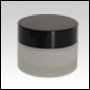 Frosted Glass Cream Jar with Black Cap. Capacity: 40ml(1 1/3oz)