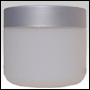 Frosted White plastic cream jar with matte silver cap. Capacity : 2oz (63ml)