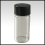 Clear glass vial w/black cap.  Capacity : 9ml(1/3oz)