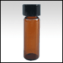 Amber glass vial w/black cap. Capacity : 3.7ml (1dram)