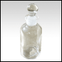 Clear glass apothecary style bottle with glass stopper.  Capacity: Approx 2 oz (5
