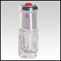 Clear octagonal perfume bottle with plastic applicator and silver cap.Capacity: 1 Dram (3ml)