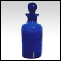 Blue glass apothecary style bottle with glass stopper.  Capacity: Aprrox 4 oz (112ml)