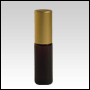 5ml (1/6 oz) Amber glass cylindrical bottle with Matte Gold metal sprayer and cap. 