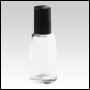 Clear roll-on bell shaped bottle with Black cap. Capacity: 10 ml (1/3 oz)