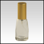 10 ml (1/3 oz) Clear Bell shaped bottle with Matte Gold Sprayer and Cap. 