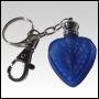 Frosted Cobalt Blue glass heart shaped bottle with Silver key chain. Capacity : 4ml(1/7oz)