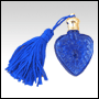 Blue Clear glass heart shaped bottle with Blue tasseled Gold cap. Capacity : 4ml(1/7oz)