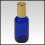 Boston round Cobalt Blue glass roll on bottle with Gold cap.  Capacity : 60ml (2oz)