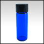 cobalt Blue glass vial w/black cap. Capacity: 3.7ml(1 dram)