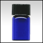Cobalt blue glass vial w/black cap. Capacity: 2ml (5/8 dram)