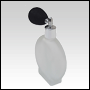 Frosted Circle glass bottle with Black Bulb sprayer and silver fitting. Capacity: 3.5oz (100 ml) 