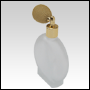 Frosted Circle glass bottle with Gold Bulb sprayer and golden fitting. Capacity: 3.5oz (100 ml)