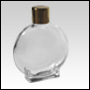 Circle Shaped 50ml Bottle with golden cap per ea. Capacity 55ml (1.86 oz)