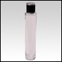 Cylindrical Slim clear glass tall bottle with Black  Leather-type cap. Capacity: Up to 102 mL (~3.45
