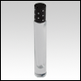 Cylindrical Tall clear glass Roll on bottle with Black cap and shiny dots. Capacit