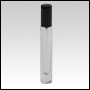 Cylindrical Tall clear glass bottle with Black sprayer and cap. Capacity : 9ml (1/