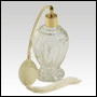 100ml (3.5 oz) Diva clear glass bottle with an Ivory Gold Bulb Sprayer and Tassel with Gold fitting.