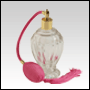 100ml (3.5 oz) Diva clear glass bottle with a Pink Bulb Sprayer and Tassel with Gold fitting.