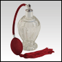 100ml (3.5 oz) Diva clear glass bottle with a Red Bulb Sprayer and Tassel with Silver fitting.