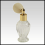 30ml (1 oz) Diva clear glass bottle with Ivory Bulb Sprayer and Gold fitting. 