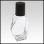 ***OUT OF STOCK***30 ml (1 oz) Clear glass diamond-shaped bottle with a black plastic cap.