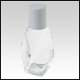 ***OUT OF STOCK***30 ml (1 oz) Clear glass diamond-shaped bottle with a white plastic cap.