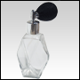 Diamond Glass Bottle with Black Bulb sprayer and silver fitting. Capacity: 2oz (60ml)