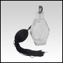 Diamond glass bottle with Black Bulb sprayer with tassel and silver fitting. Capacity: 2oz (60ml)