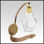 Diamond glass bottle with Gold Bulb sprayer with tassel and golden fitting. Capacity: 2oz (60ml)