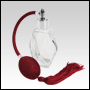 Diamond glass bottle with Red Bulb sprayer with tassel and silver fitting. Capacity: 2oz (60ml)