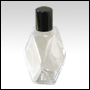 Diamond shaped glass bottle w/Black color cap.  Capacity: 2oz (60ml)