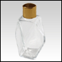 60 ml (2 oz) Clear glass diamond-shaped bottle with a Gold plastic cap.