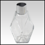 60 ml (2 oz) Clear glass diamond-shaped bottle with a Silver plastic cap.