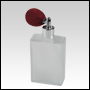 Frosted Elegant glass bottle with Red Bulb sprayer and silver fitting. 3.5oz