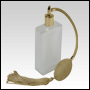  Frosted Elegant bottle, Gold Bulb sprayer, tassel and golden fitting. 3.5oz