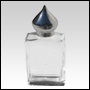 Elegant rectangular clear glass bottle with Silver minaret cap.Capacity:1/2oz (15ml)  