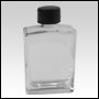 Elegant rectangular clear glass bottle with Black cap.Capacity: 1/2oz (15ml) 