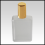 30 ml (1 oz) Elegant rectangular frosted glass bottle with a gold cap.