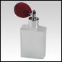 Frosted Elegant Glass Bottle with Red Bulb sprayer and silver fitting. Capacity: 2oz (60ml)