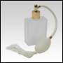 Frosted Elegant glass bottle, Ivory Bulb sprayer with tassel and golden fitting. Capacity: 2oz(60ml)