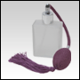 Frosted Elegant bottle, Lavender Bulb sprayer with tassel and silver fitting. Capacity: 2oz (60ml)