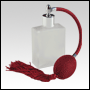 Frosted Elegant glass bottle, Red Bulb sprayer with tassel and silver fitting. Capacity: 2oz(60ml)