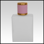 Elegant Frosted glass bottle with Pink Leather-type cap. Capacity: 61 mL (~2.06 oz). 