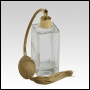 Empire Glass Bottle. Gold spray pump, gold fitting and gold tassel. Capacity: 100ml (~3.5oz)
