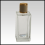 Rectangular clear glass bottle with Ivory Leather style cap. Capacity: 100ml (~3.5oz)