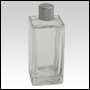 Rectangular clear glass bottle with a matte silver cap. Capacity: 100ml (~3.5oz)